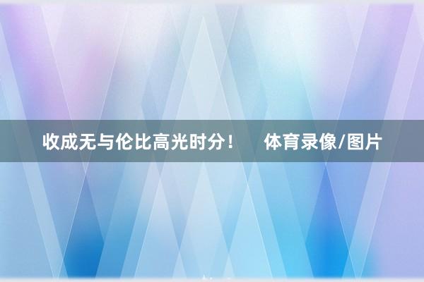 收成无与伦比高光时分！    体育录像/图片