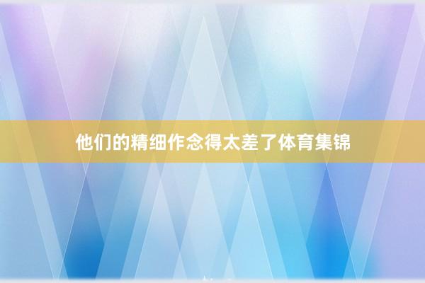 他们的精细作念得太差了体育集锦