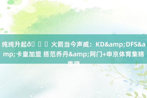 纯纯升起🚀火箭当今声威：KD&DFS&卡皇加盟 搭范乔丹&阿门+申京体育集锦