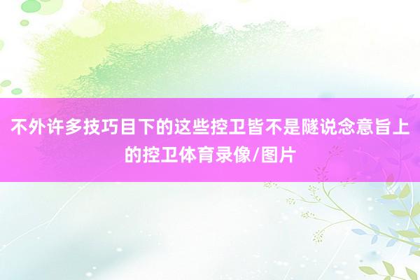 不外许多技巧目下的这些控卫皆不是隧说念意旨上的控卫体育录像/图片