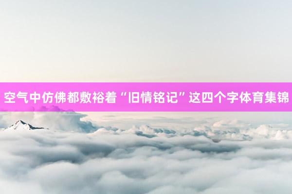 空气中仿佛都敷裕着“旧情铭记”这四个字体育集锦