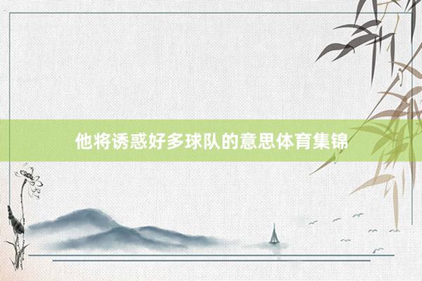 他将诱惑好多球队的意思体育集锦