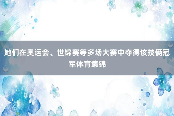 她们在奥运会、世锦赛等多场大赛中夺得该技俩冠军体育集锦
