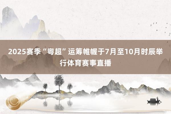 2025赛季“粤超”运筹帷幄于7月至10月时辰举行体育赛事直播