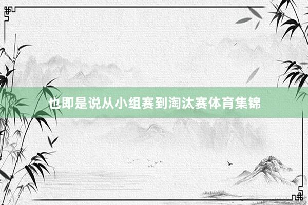 也即是说从小组赛到淘汰赛体育集锦
