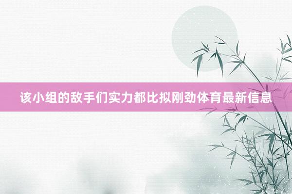 该小组的敌手们实力都比拟刚劲体育最新信息