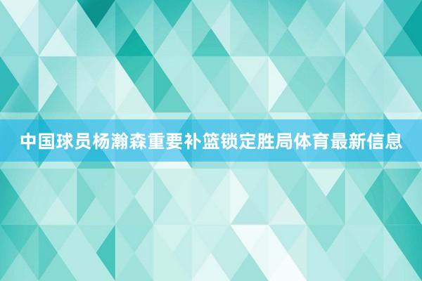 中国球员杨瀚森重要补篮锁定胜局体育最新信息