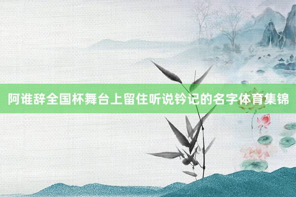 阿谁辞全国杯舞台上留住听说钤记的名字体育集锦