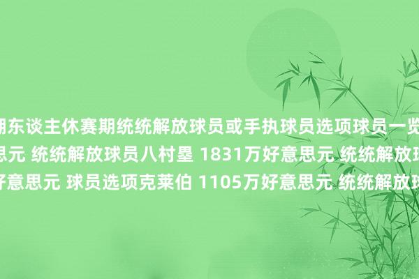 湖东谈主休赛期统统解放球员或手执球员选项球员一览：詹姆斯 5263万好意思元 统统解放球员八村塁 1831万好意思元 统统解放球员里夫斯 1399万好意思元 球员选项克莱伯 1105万好意思元 统统解放球员肯纳德 1100万好意思元 统统解放球员艾顿 810万好意思元 球员选项斯玛特 513万好意思元 球员选项上述薪资均为本赛季    体育赛事直播
